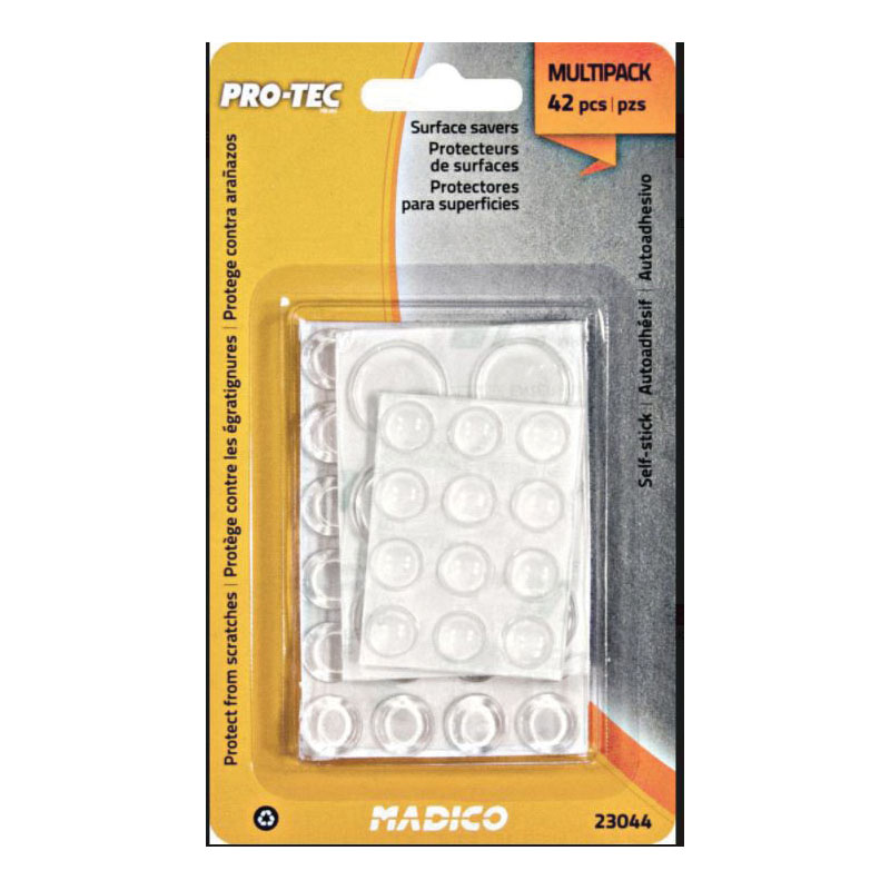 Pro-Tec 23044 Self-Adhesive Bumper Pad, Round, PVC, Clear, 42/PK - 2