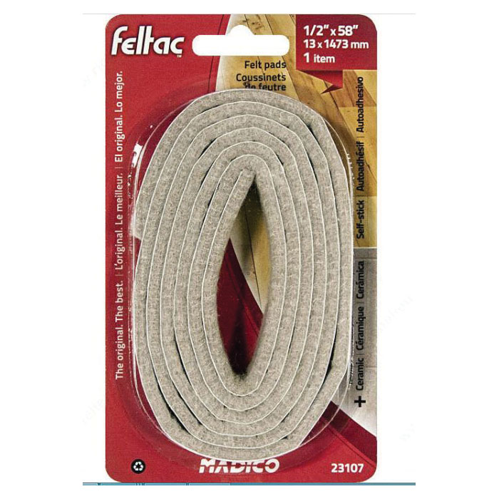 feltac 23107 Heavy-Duty Protective Pad, Felt/Polyester, Beige, 1.47 mm L, 13 mm W, Rectangular - 2