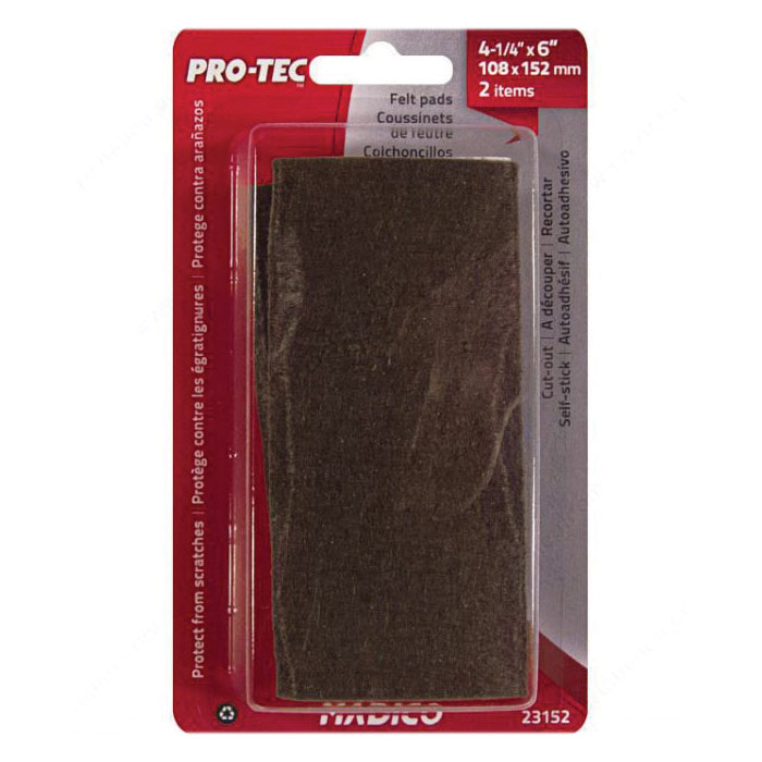 Pro-Tec 23152 Medium-Duty Protective Pad, Felt/Polyester, Brown, 152 mm L, 108 mm W, 2 mm Thick, Sheet - 2