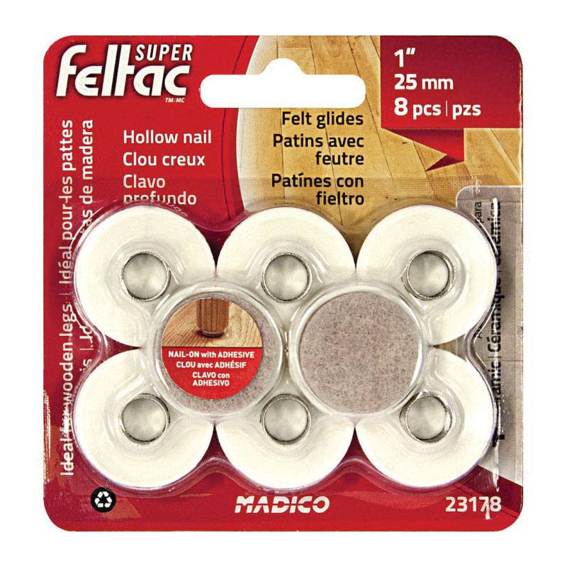 SUPER feltac 23178 Furniture Glide, Felt/Polyester, Beige, 25 mm Dia Dimensions - 2