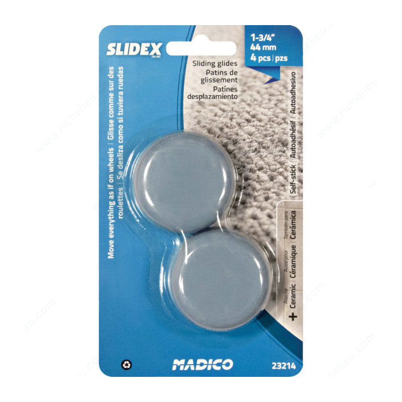 Super Slidex 23214 Sliding Glide, Polyethylene, Gray, 44 mm Dia x 7.5 mm THK Dimensions - 2