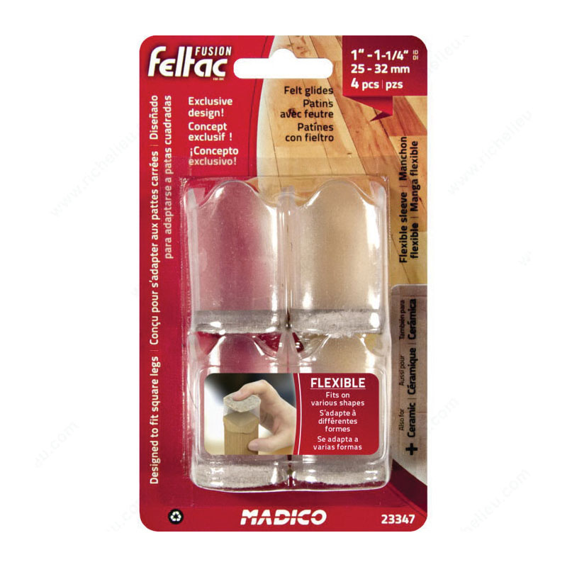 FUSION feltac 23347 Flexible Tip, Round, Square, Felt/Silicone, Beige/Clear, 25 to 32 mm L - 2
