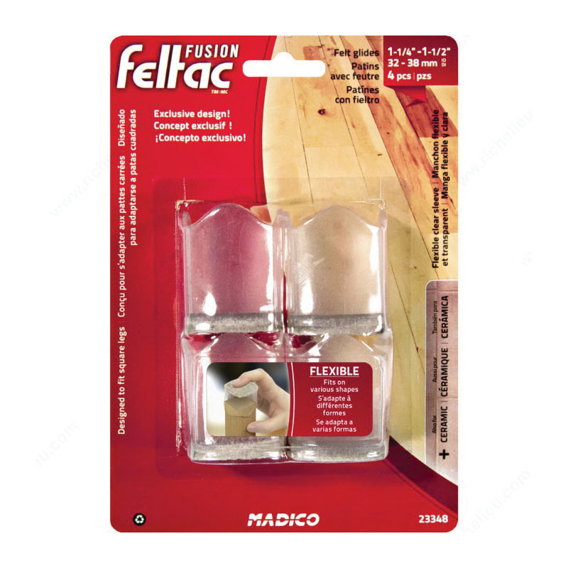 FUSION feltac 23348 Flexible Tip, Round, Square, Felt/Silicone, Beige/Clear, 32 to 38 mm L - 2