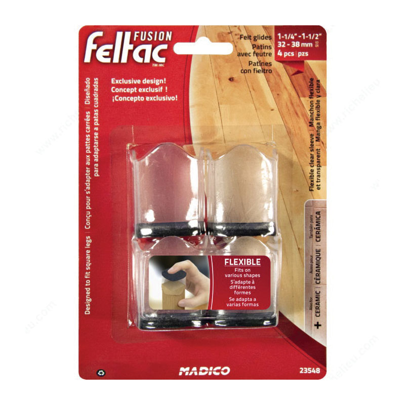 FUSION feltac 23548 Flexible Tip, Round, Square, Felt/Silicone, Black/Clear, 32 to 38 mm L - 2