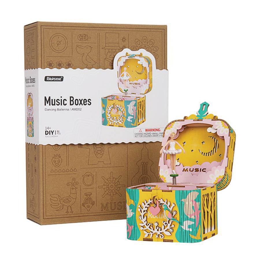 Hands Craft AMD52 DIY 3D Puzzle Music Box, 14 Years and Up, Wood, Pink - 3