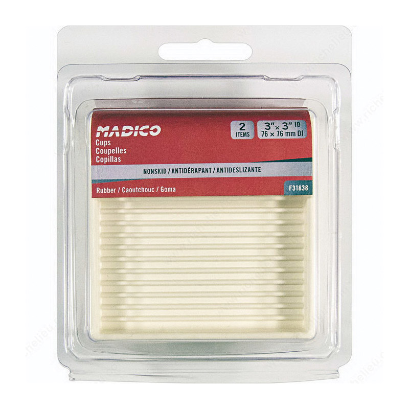 Madico F31838 Caster Cup, Square, Rubber, Almond, 86 mm L x 86 mm W Dimensions - 2