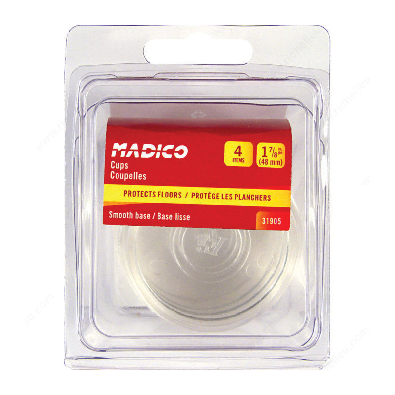 Madico F31905 Smooth Caster Cup, Round, Polystyrene, Clear, 48 mm ID x 60 mm OD Dimensions - 2