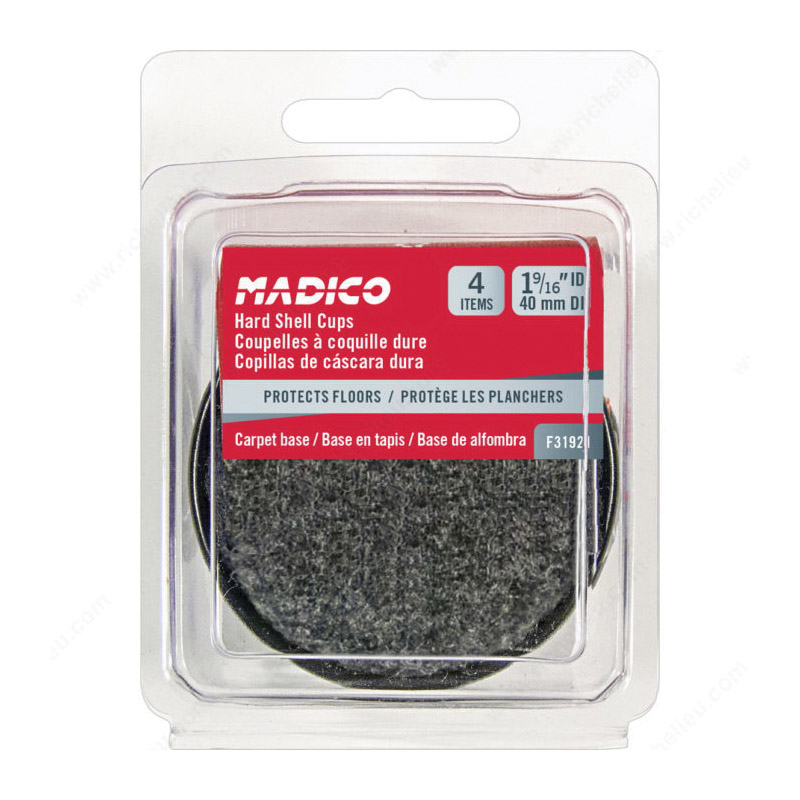 Madico F31921 Shell Caster Cup, Round, Metal, Gray, 45 mm ID x 63 mm OD Dimensions - 2