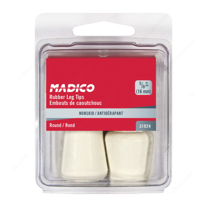 Madico F31924 Leg Tip, Round, Rubber, Off-White, 17 mm ID x 27 mm OD Dia, 29 mm L - 2