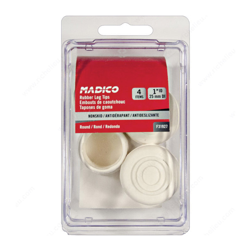 Madico F31927 Leg Tip, Round, Rubber, Off-White, 25 mm ID x 39 mm OD Dia, 39 mm L - 2