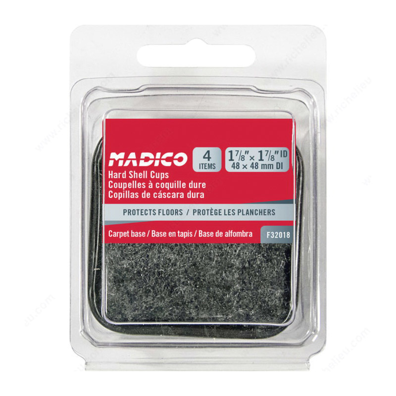 Madico F32018 Shell Caster Cup, Square, Metal, Gray, 62 mm L Dimensions - 2