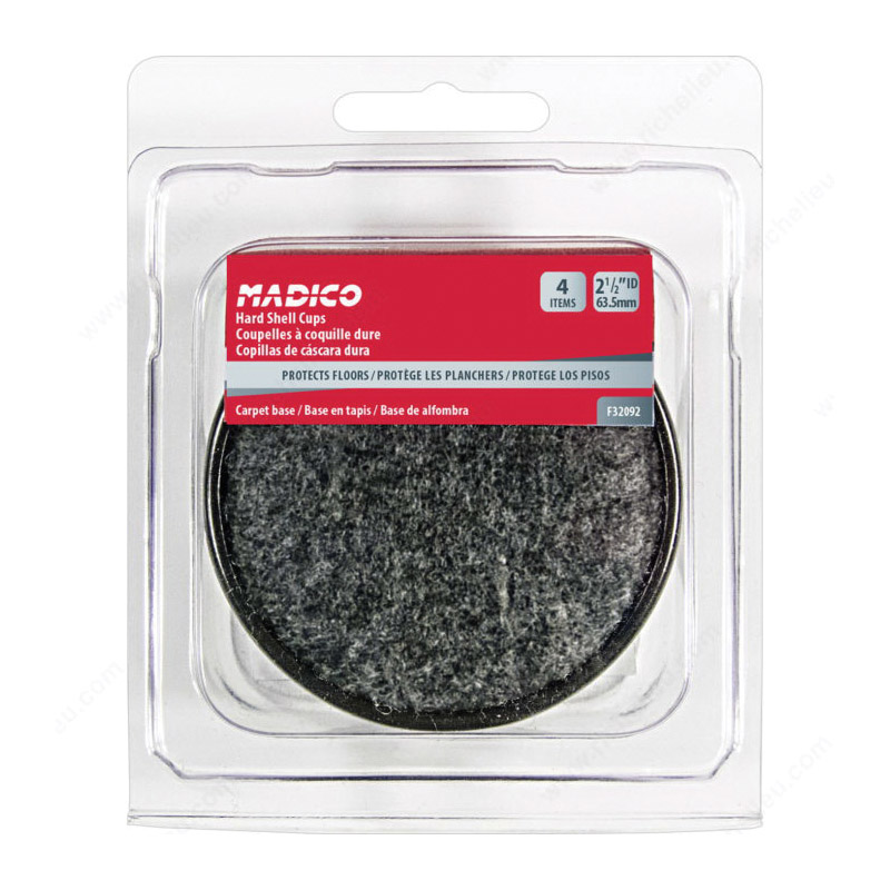 Madico F32092 Shell Caster Cup, Round, Metal, Gray, 2-1/2 in Dia Dimensions - 2