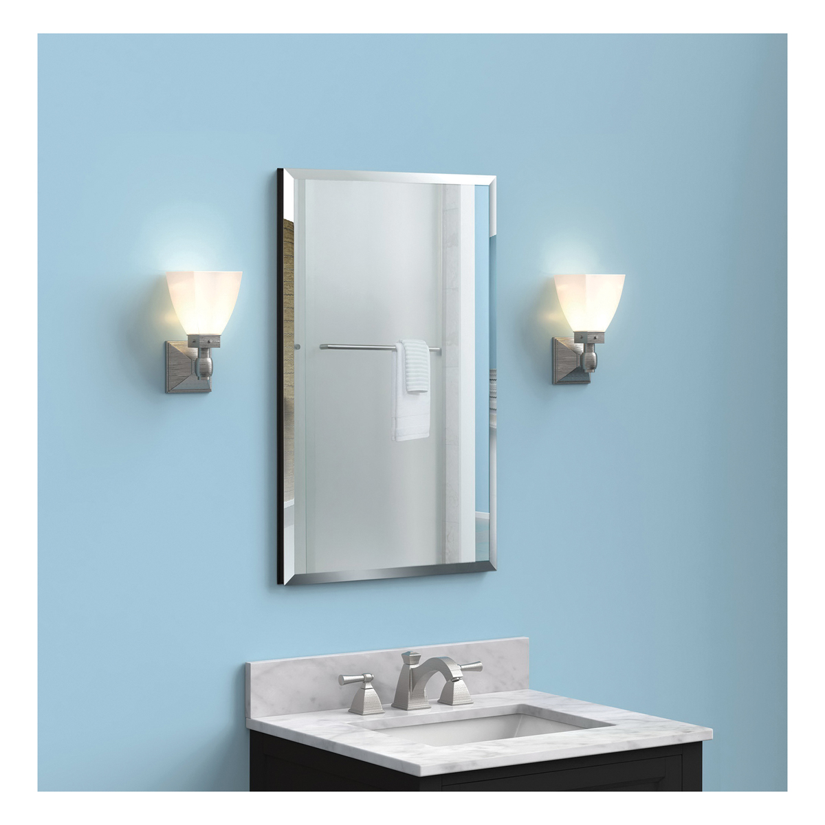 Foremost MMC1536-BL Mirrored Medicine Cabinet, 15 in OAW, 4-5/8 in OAD, 36 in OAH, Aluminum/Mirrored Glass, Black - 2