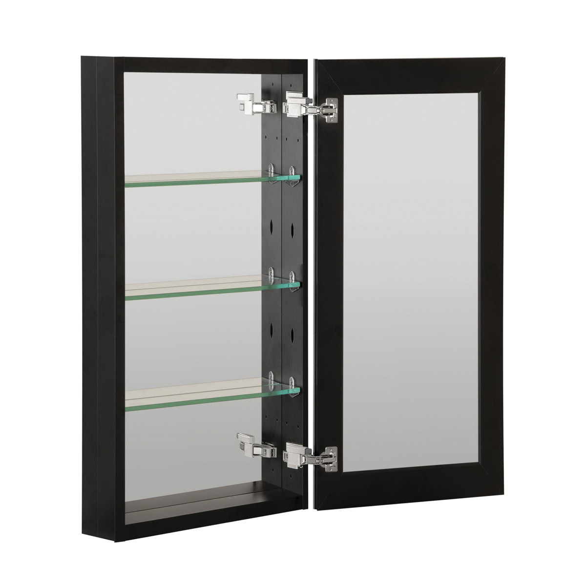 Foremost MMC1536-BL Mirrored Medicine Cabinet, 15 in OAW, 4-5/8 in OAD, 36 in OAH, Aluminum/Mirrored Glass, Black - 4