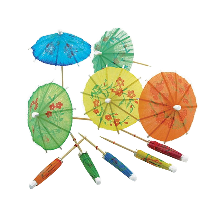NORPRO 188 Umbrella Party Pick, 4 in L, Paper/Wood, Assorted - 1
