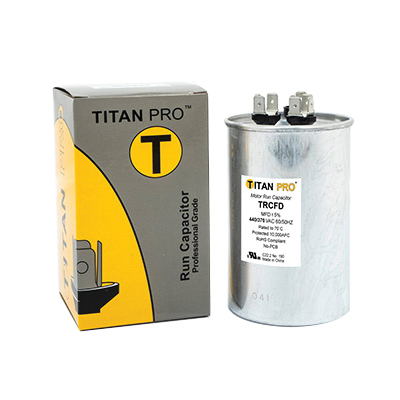 Motor Run Capacitor, Titan Pro, 50/5, 370/440 VAC, Standard Blade Terminal - 2