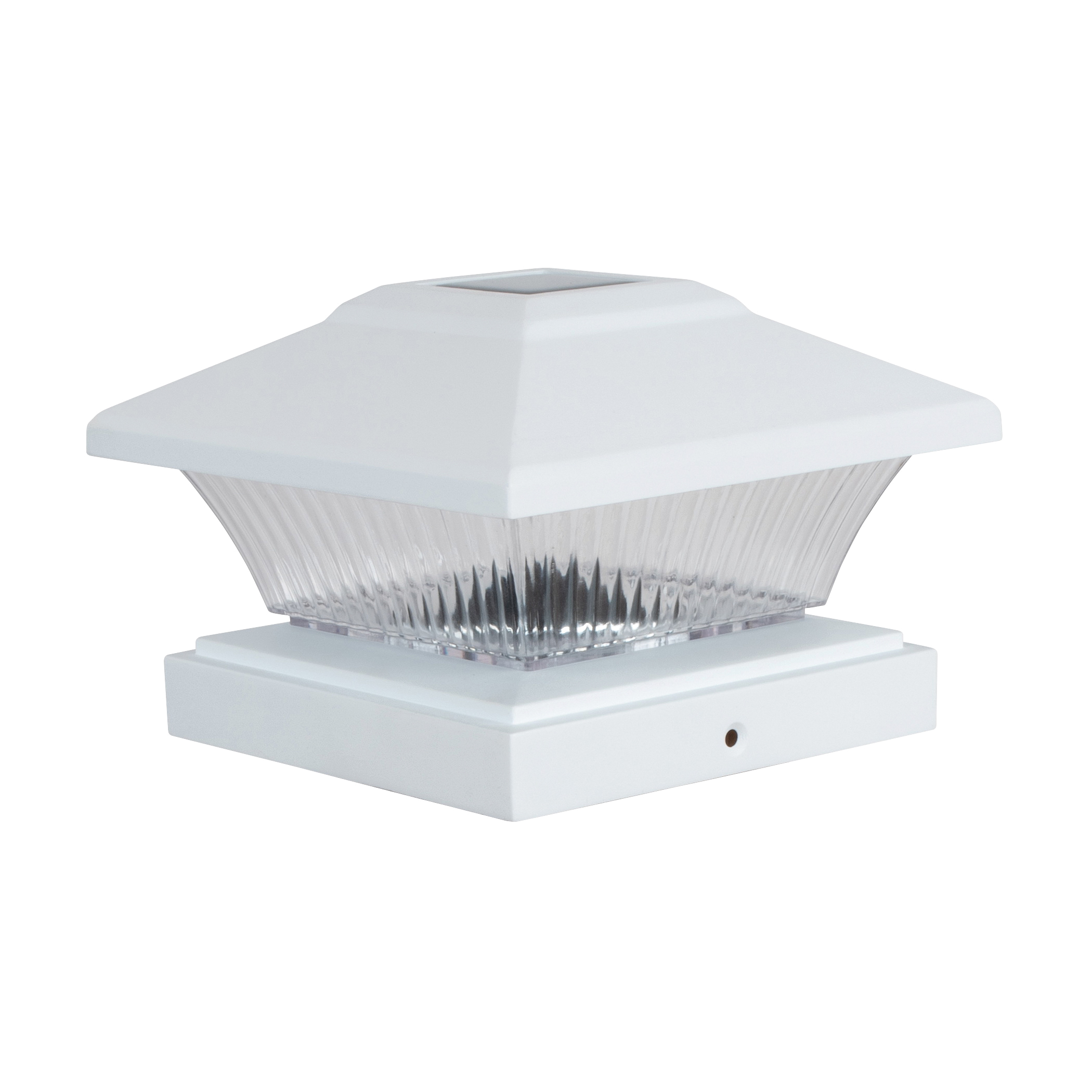 26086 Solar Fence Postcap, Plastic, White, 4-Pack