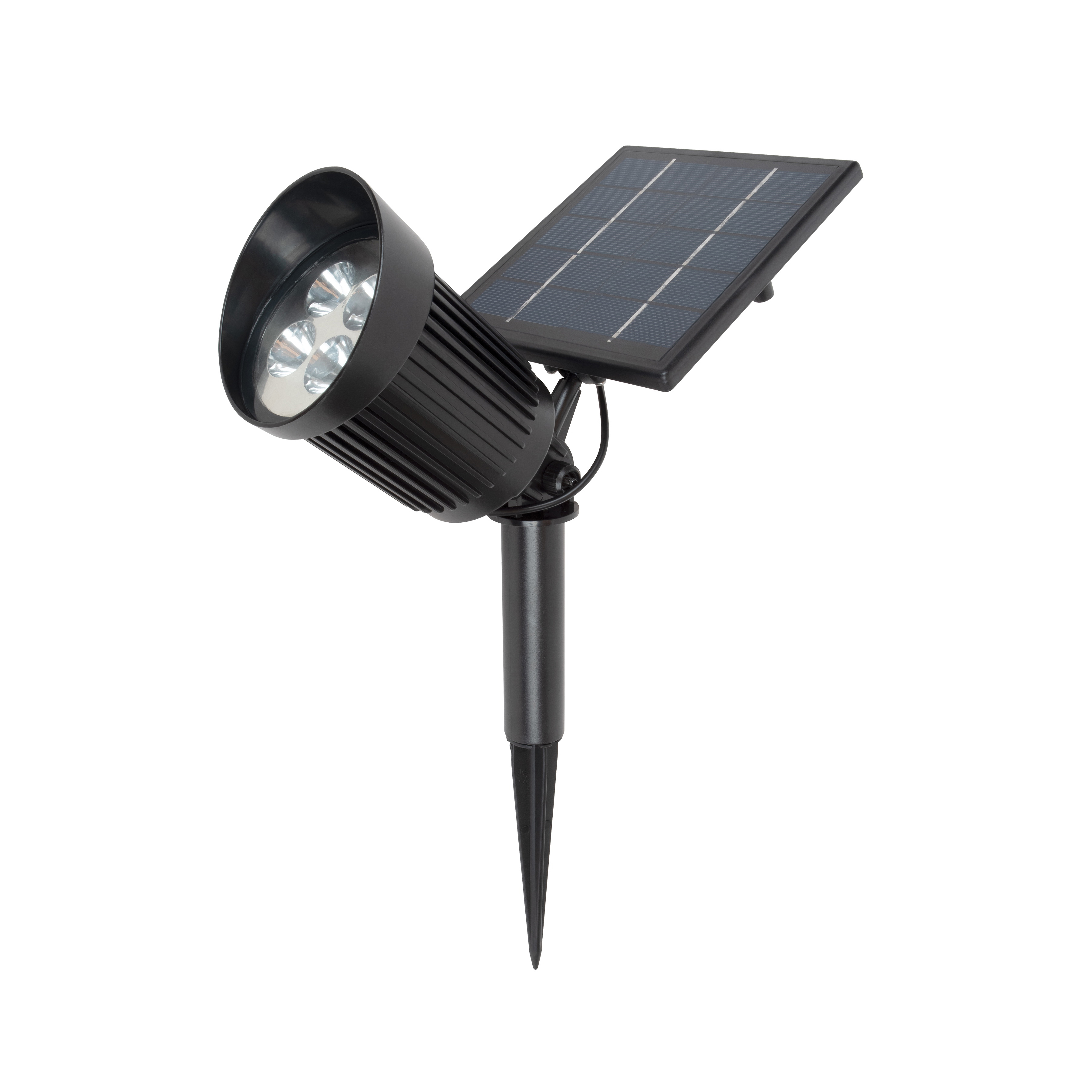 26080 Solar Spotlight, Lithium-Ion Battery, 18650 Battery, 8-Lamp, Plastic Fixture, Black