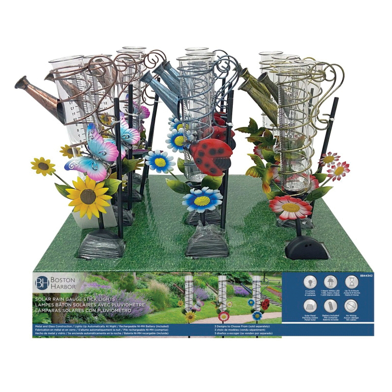 26146 Rain Gauge, Nickel-Metal Hydride Battery, 1-Lamp, LED Lamp, Glass/Metal/Plastic Fixture