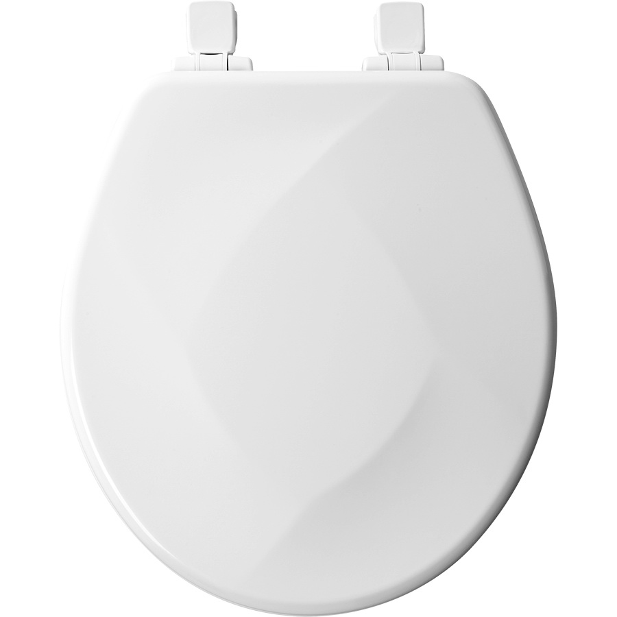 Teardrop Series Toilet Seat with Cover, Mayfair, Round, Molded Wood, White, Slow-Close Hinge - 2