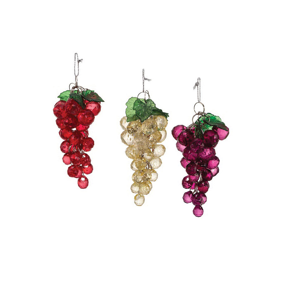 Kurt S Adler H9885 Christmas Ornament Assortment, Beaded Grape, Metal/Plastic, Green/Red - 2