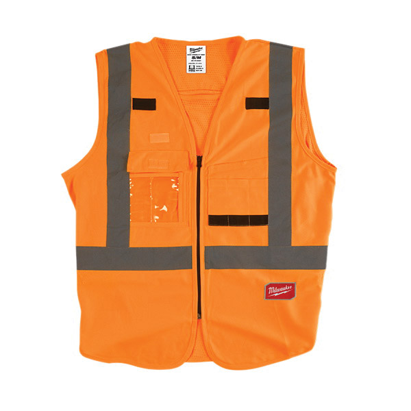 48-73-5032 Safety Vest, L, XL, Unisex, Fits to Chest Size: 42 to 46 in, Polyester, High-Visibility Orange