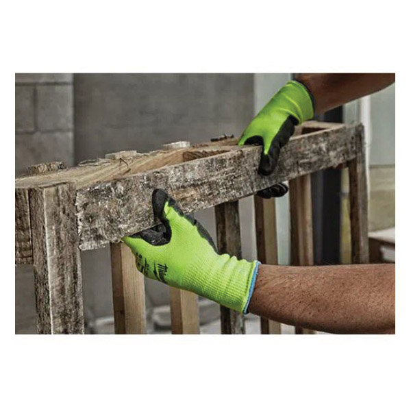 Milwaukee 48-73-8923 High-Visibility Cut Level 2 Gloves, Unisex, XL, Elasticated Knit Cuff, Nitrile Coating, Yellow