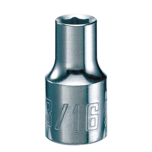 CMMT43491 Socket, 3/16 in Socket, Shallow Socket, 22 in OAL, 1/4 in Drive, 6-Point, Chrome
