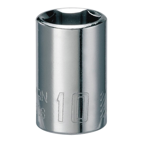 CMMT43508 Socket, 10 mm Socket, Shallow Socket, 22 in OAL, 1/4 in Drive, 6-Point, Chrome