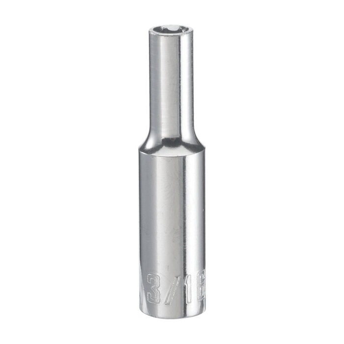 CMMT43571 Socket, 3/16 in Socket, Deep Socket, 51 in OAL, 1/4 in Drive, 6-Point, Chrome