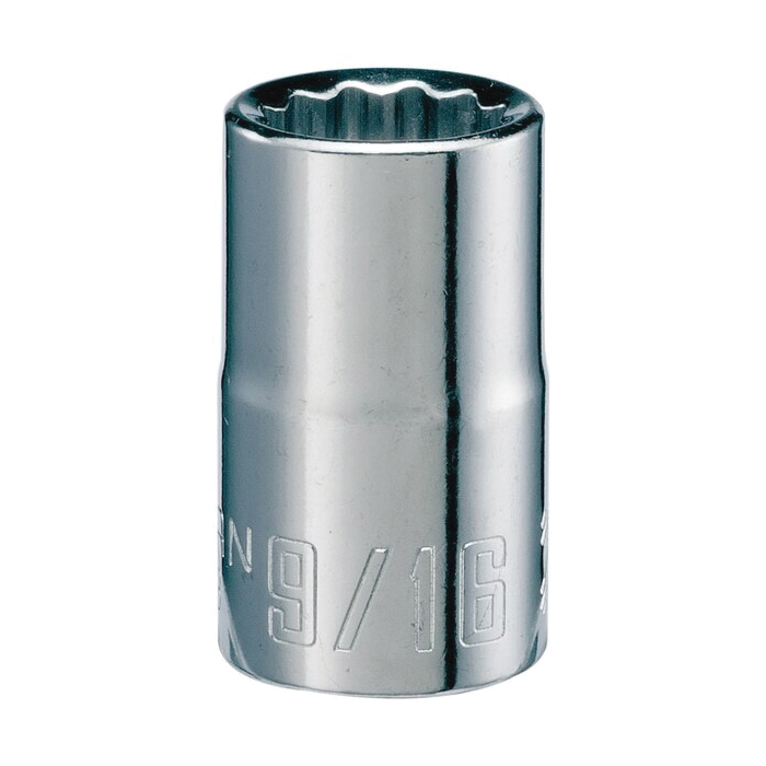 CMMT47522 Socket, 9/16 in Socket, Shallow Socket, 38 in OAL, 1/2 in Drive, 12-Point, Chrome