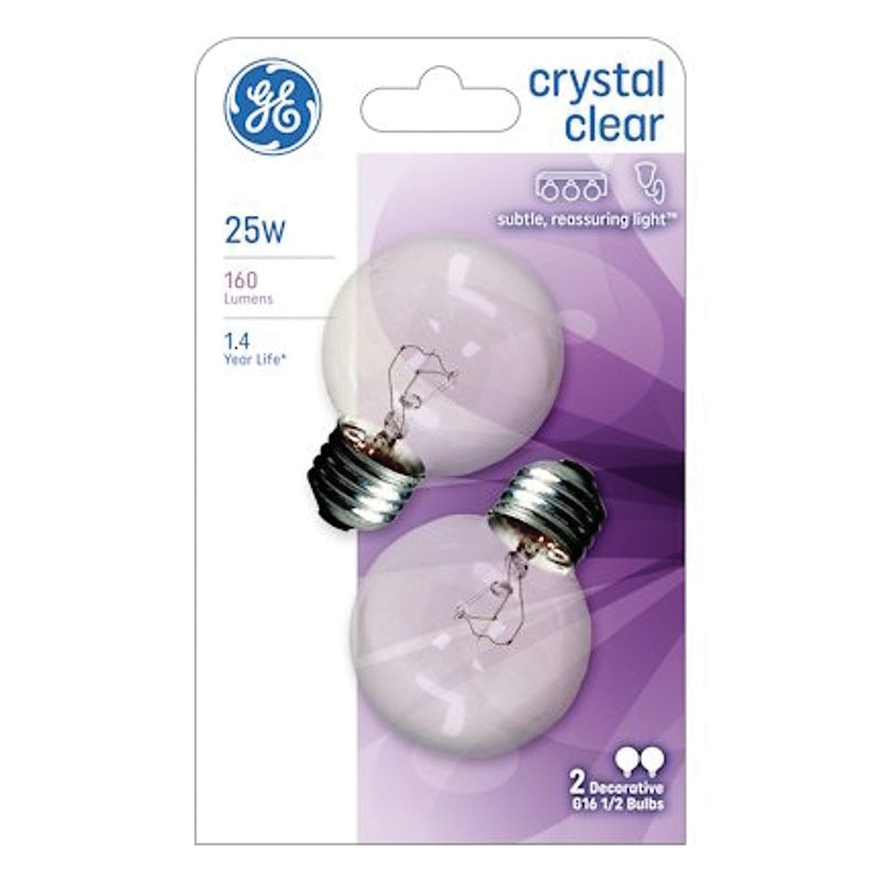 31106 Incandescent Bulb, 25 W, G16.5 Lamp, E26 Medium Lamp Base, 160 Lumens, 2500 K Color Temp
