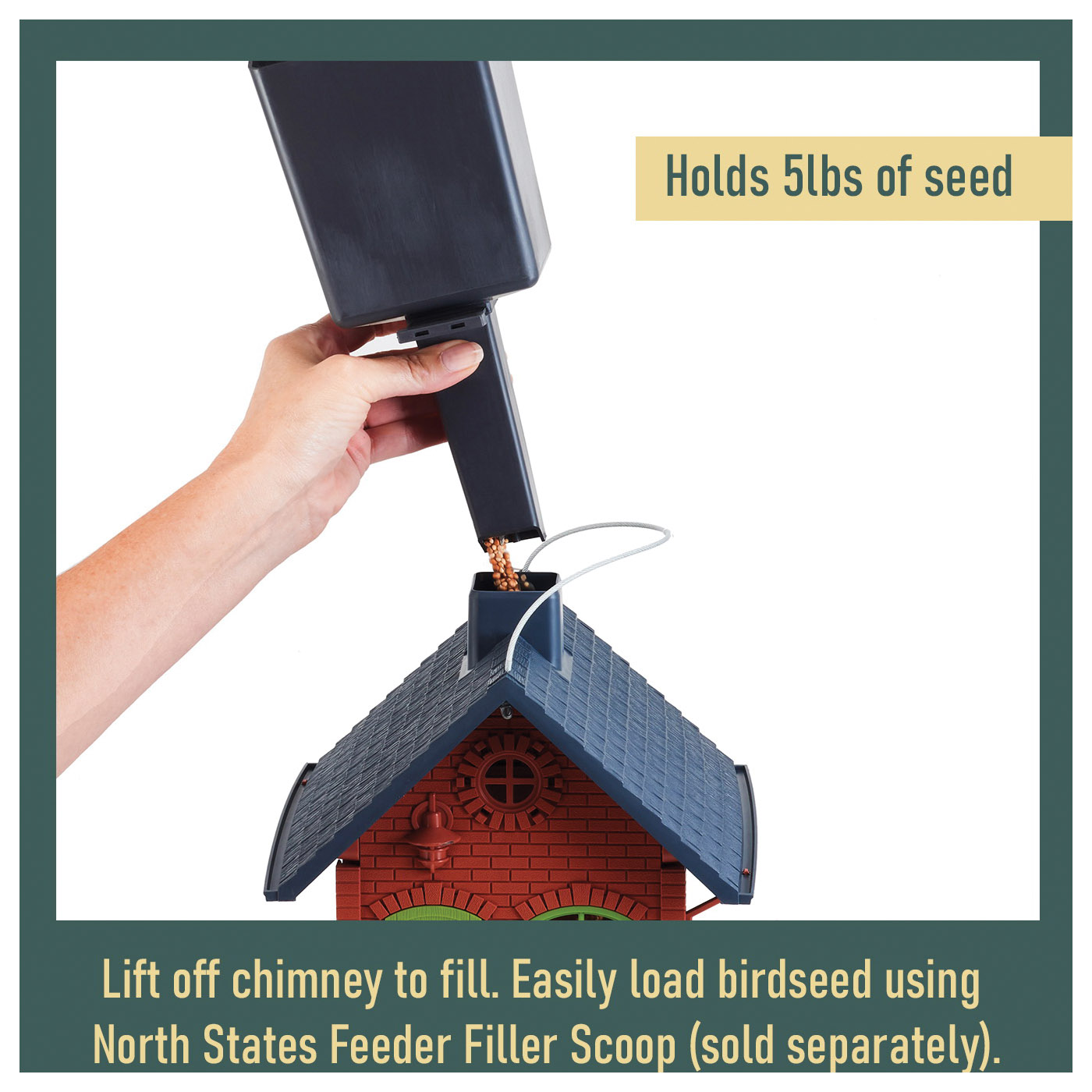 Hopper Bird Feeder, North States, Old Town Pub, 5 lb Capacity, Plastic - 3