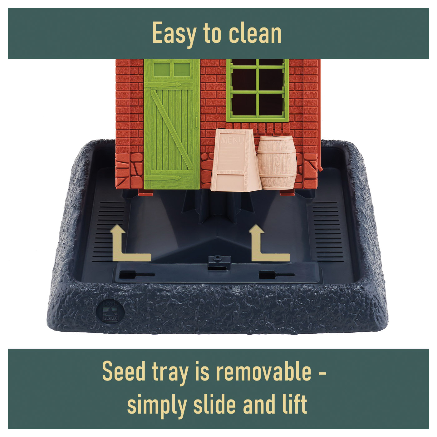 Hopper Bird Feeder, North States, Old Town Pub, 5 lb Capacity, Plastic - 4