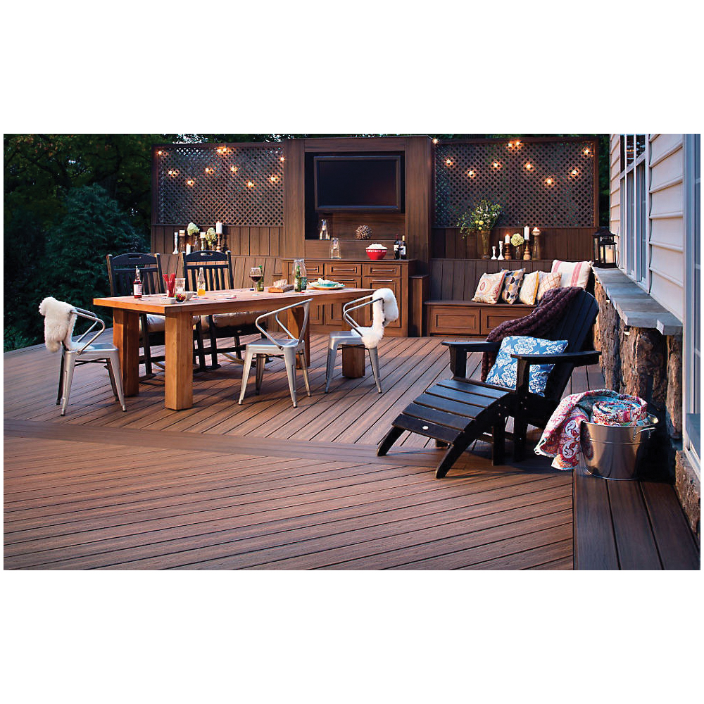 Trex Transcend SR010616TG48 Grooved Decking Board, 16 ft L, 6 in W, 1 in T, Composite, Spiced Rum - 4