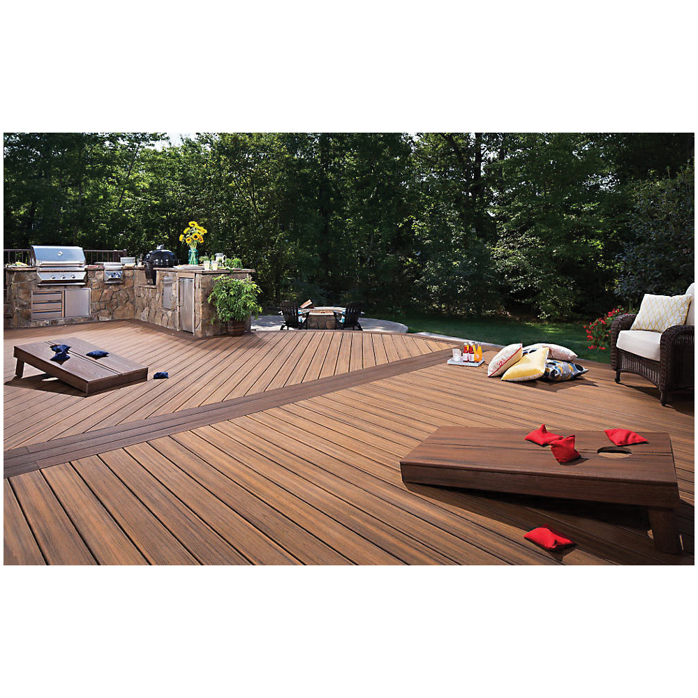 Trex Transcend SR010616TG48 Grooved Decking Board, 16 ft L, 6 in W, 1 in T, Composite, Spiced Rum - 5