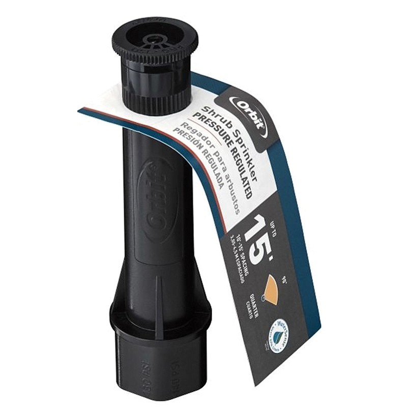 54273 Shrub Head Sprinkler, Part-Circle, 0.61 gpm, 1/2 in Connection, Female, 1 to 10 ft, Plastic