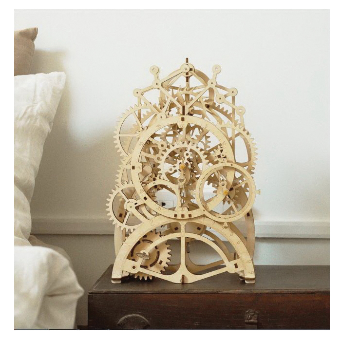 Hands Craft LK501 DIY 3D Laser-Cut Puzzle Kit, Specifications: Pendulum Clock Design, 14 Years and Up, Wood