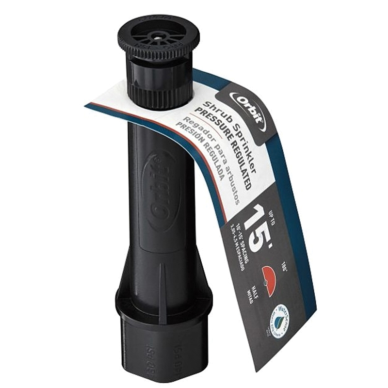 54272 Shrub Head Sprinkler, Part-Circle, 1.23 gpm, 1/2 in Connection, Female, 1 to 10 ft, Plastic