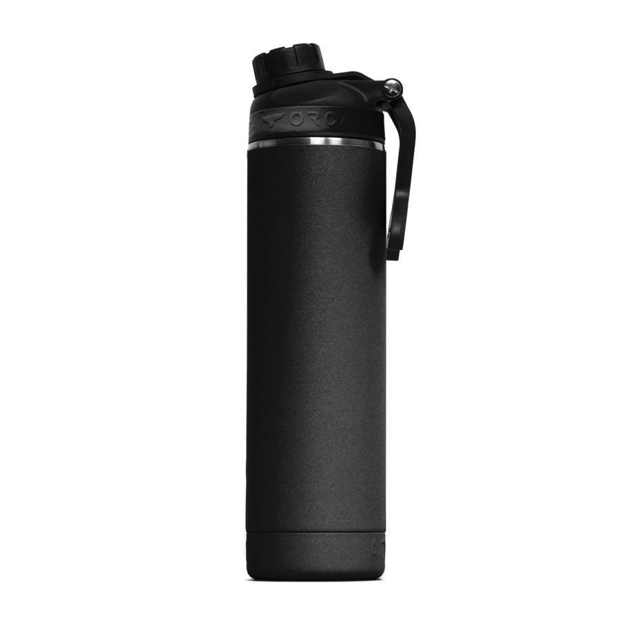 ORCHYD22BK/BK/BK Hydration Bottle, 22 oz, 18/8 Stainless Steel, Black, Powder-Coated