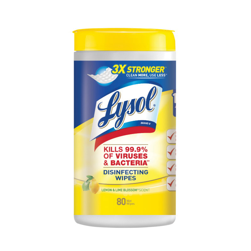 19200-80296 Disinfecting Wipes, 7 in L, 8 in W, Lemon and Lime Blossom, 1-Ply