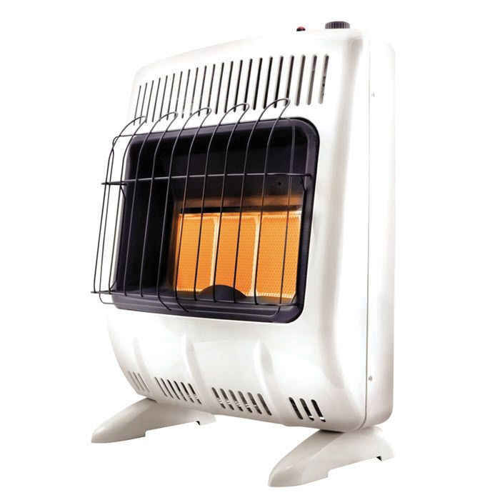 Mr. Heater F299420 Vent-Free Dual-Fuel Radiant Heater, 20 lb Fuel Tank, Natural Gas, Propane, 20,000 Btu/hr BTU, White