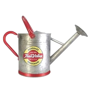 True Value 84833TV Vintage Watering Can, 2 gal Can, Angled Spout, Steel, Gray, Galvanized