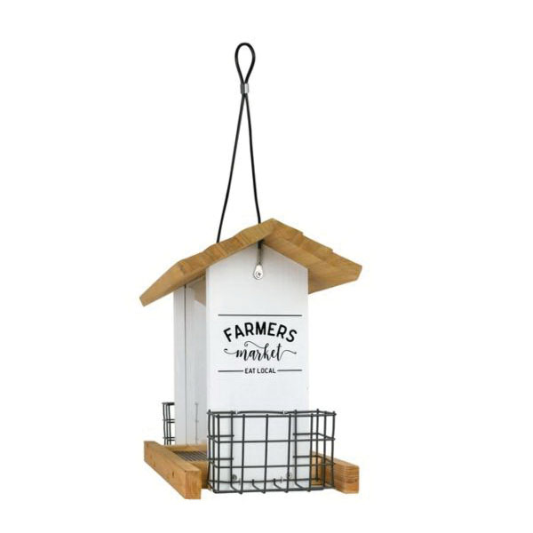 WWLF2-DECO Farmhouse Hopper Feeder, 3 qt Seed, 2 Suet Cakes, Mixed, Suet Cake, Sunflower, Cedar