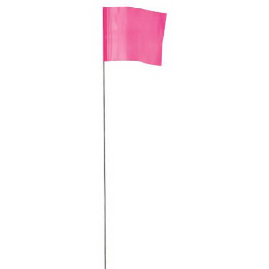 78-003 Stake Flag, 21 in L, Pink, Plastic/Steel, 100 Pk