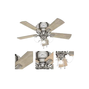 Crestfield Low Profile Indoor Ceiling Fan, Hunter, 42 in Dia, Brushed Nickel - 2