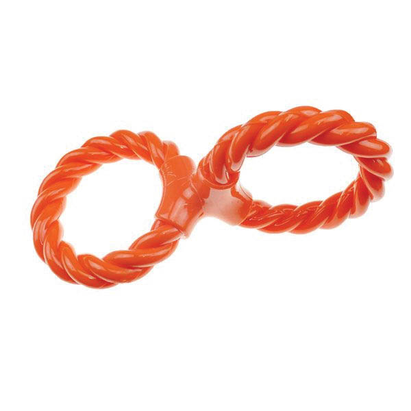 ZD2053 69 Dog Toy, Rope Double Ring Twist Tug, Thermoplastic Rubber, Orange
