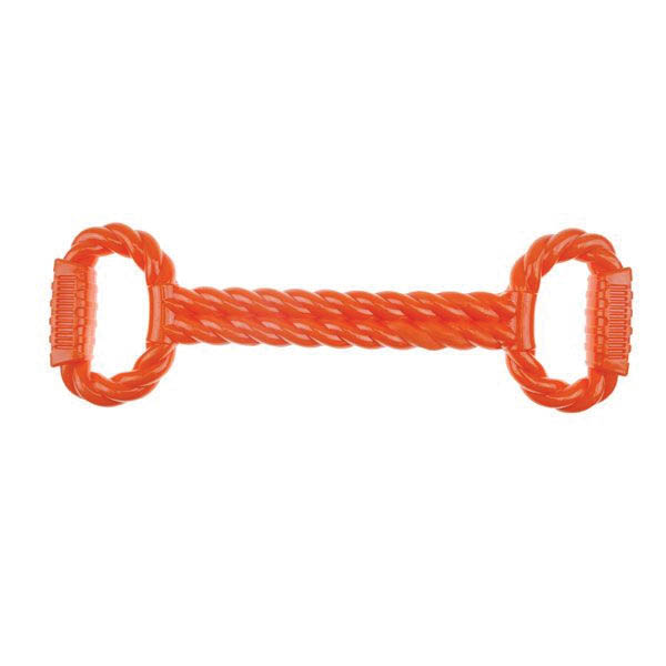 ZD2057 12 Dog Toy, Tug with Handle, Thermoplastic Rubber, Orange