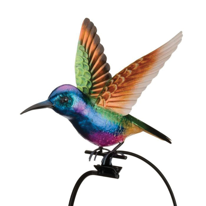 Regal Art & Gift 12955 Garden Stake, 42-3/4 in H, Purple Coronet Rocker Hummingbird, Metal