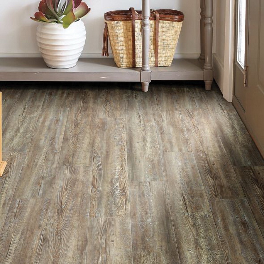 Shaw Floors Resilient Residential 2031V-00717 Vinyl Flooring, 7 in W Roll, 4.4 mm Thick Total, Tattered Barnboard - 2